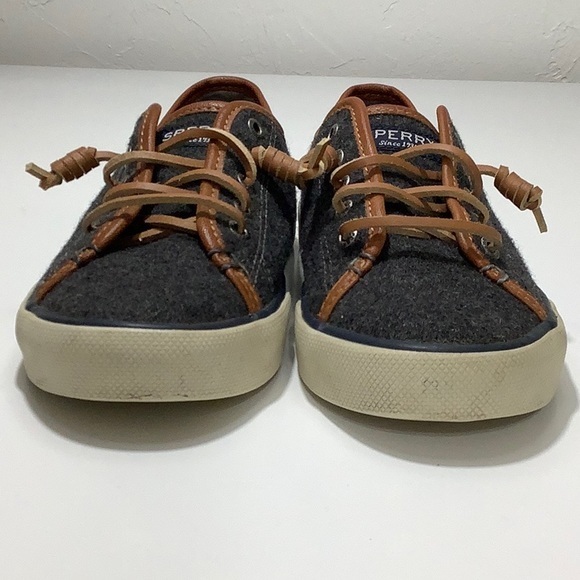 Sperry top sider leather trim wool blend slip on sneakers women size 6.5 M EUC - Picture 10 of 14
